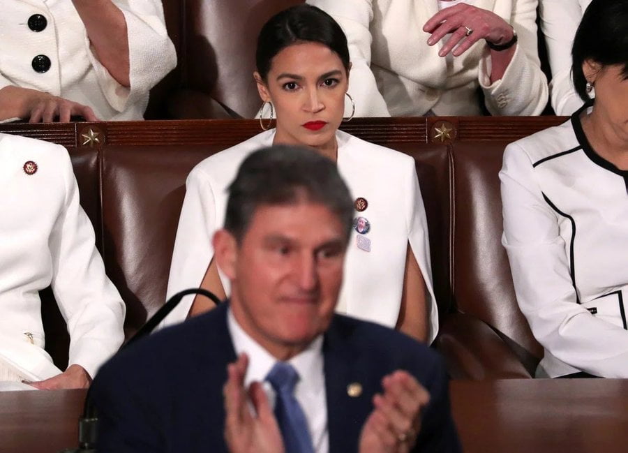 AOC Targets Joe Manchin With Commie Death Stare After Fellow Dem Rips Progressive Movement's "Crazy Socialist Agenda" and Call to Defund Police