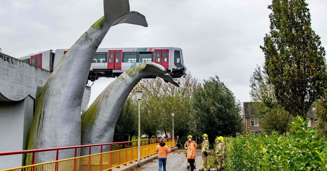 Whale Sculpture Stops Train from Plunge in the Netherlands