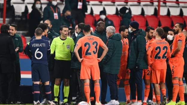 PSG v Istanbul Basaksehir: Both teams walk off pitch as match abandoned