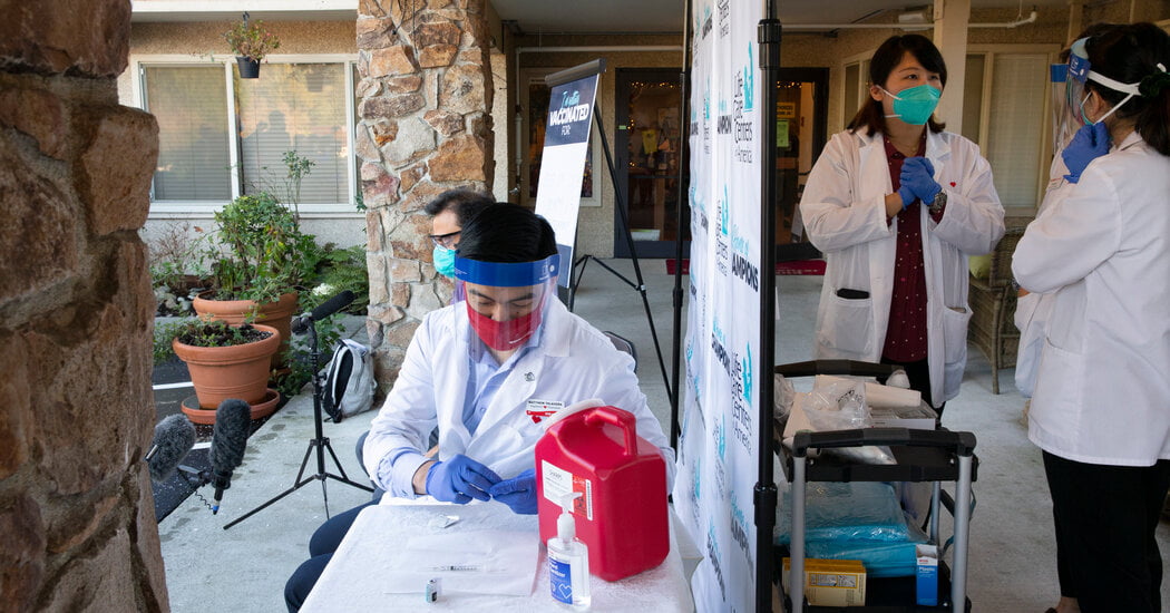 Vaccinations begin at the nursing home where 46 died in the pandemic’s first days.