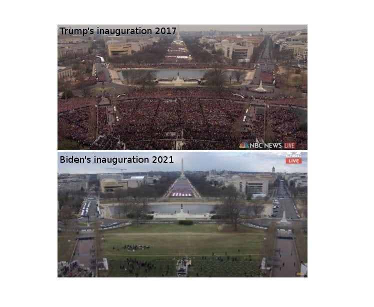 It’s Clear Based on a Comparison Between President Trump’s 2017 Inauguration and Biden’s Inauguration that Biden Has No Support and Election Is Suspect