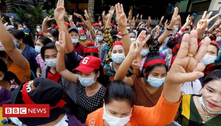 Myanmar coup: Internet shutdown as crowds protest against military