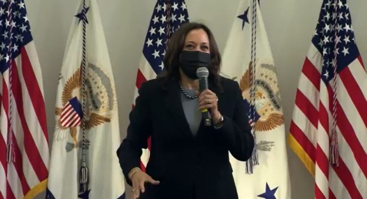 Kamala Harris Musters Fake Accent, Laughs Hysterically When Discussing Struggling Parents Who Aren't Able to Send Their Kids to School (VIDEO)