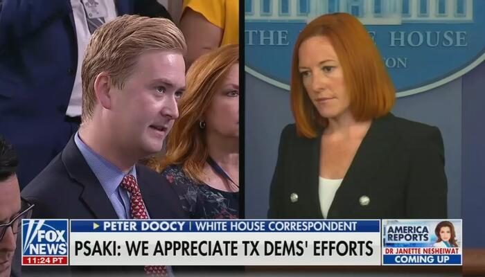 Teamwork? Doocy, Colleagues Rain Fire on Psaki Over Texas Dems Spreading COVID